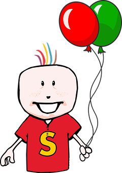 Cartoon Childwith Balloons PNG with transparent background
