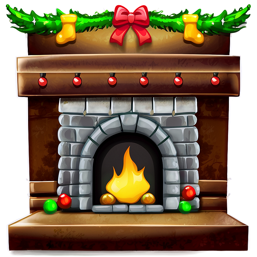 Cartoon Christmas Fireplace Png Aqn81