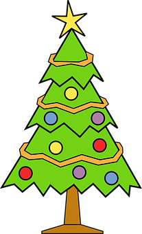 Cartoon Christmas Tree Decoration PNG with transparent background