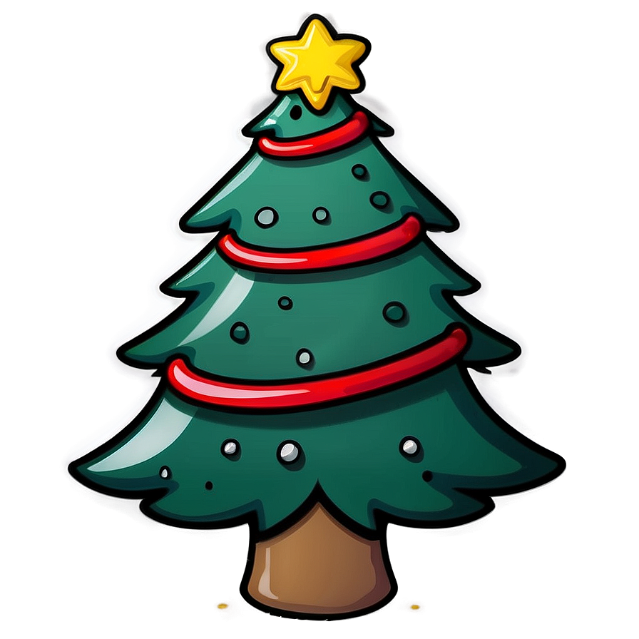 Cartoon Christmas Tree Outline Png 06132024