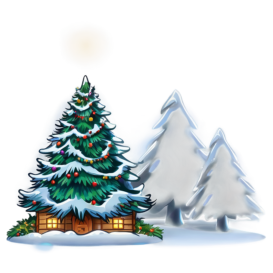 Cartoon Christmas Tree Winter Wonderland Png 53