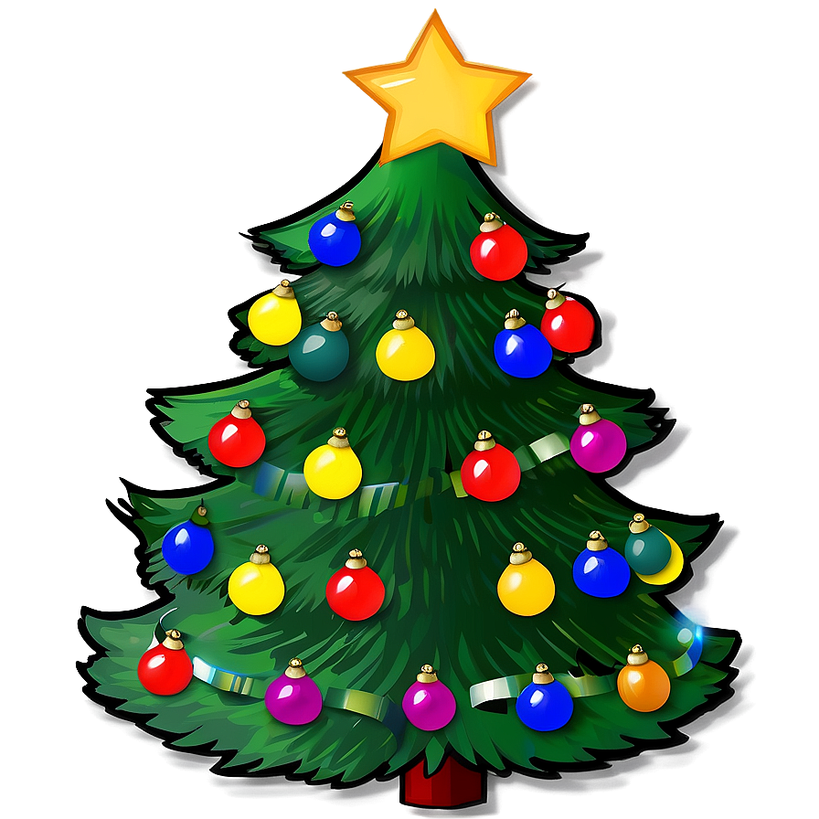 Cartoon Christmas Tree With Lights Png 06132024