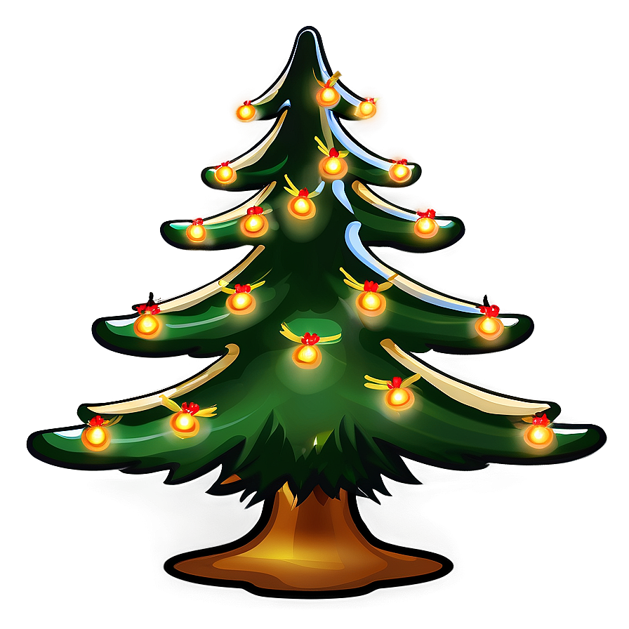 Cartoon Christmas Tree With Lights Png 44