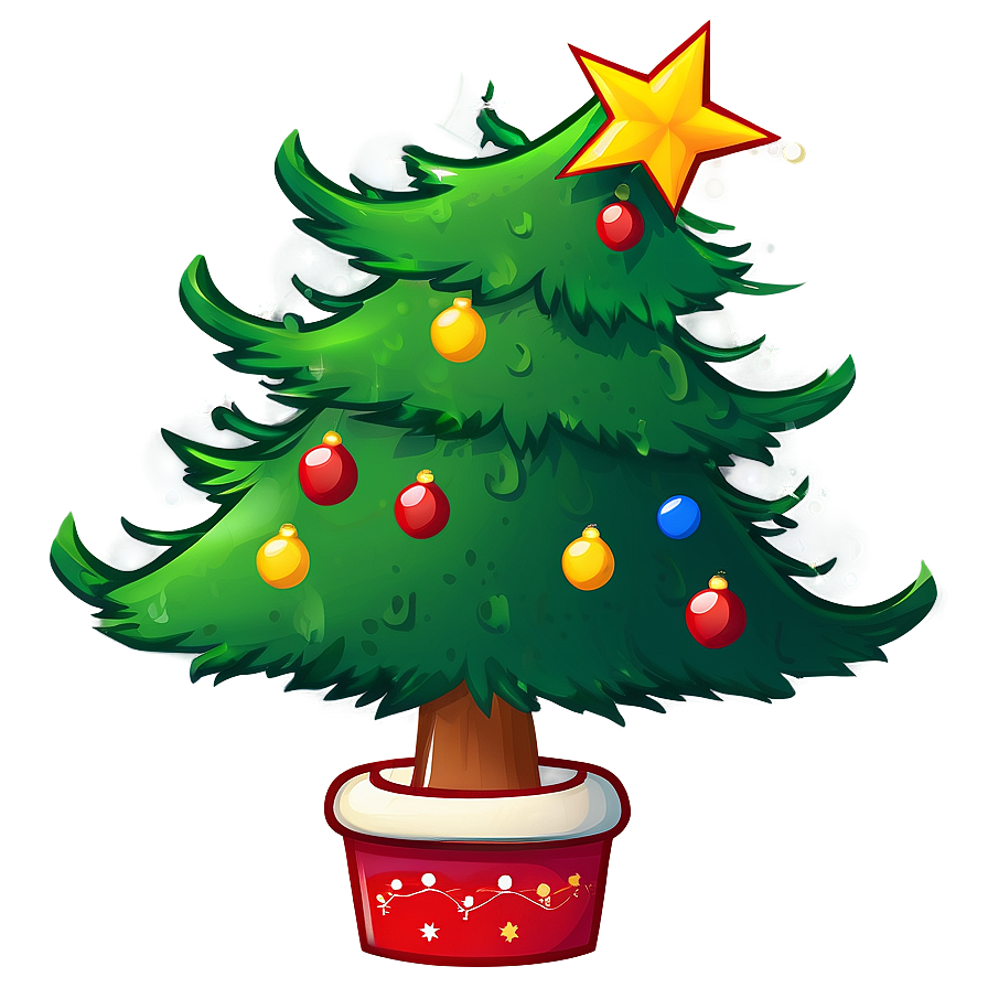 Cartoon Christmas Tree With Reindeer Png Vyh25