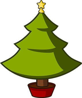 Cartoon Christmas Treewith Star PNG with transparent background
