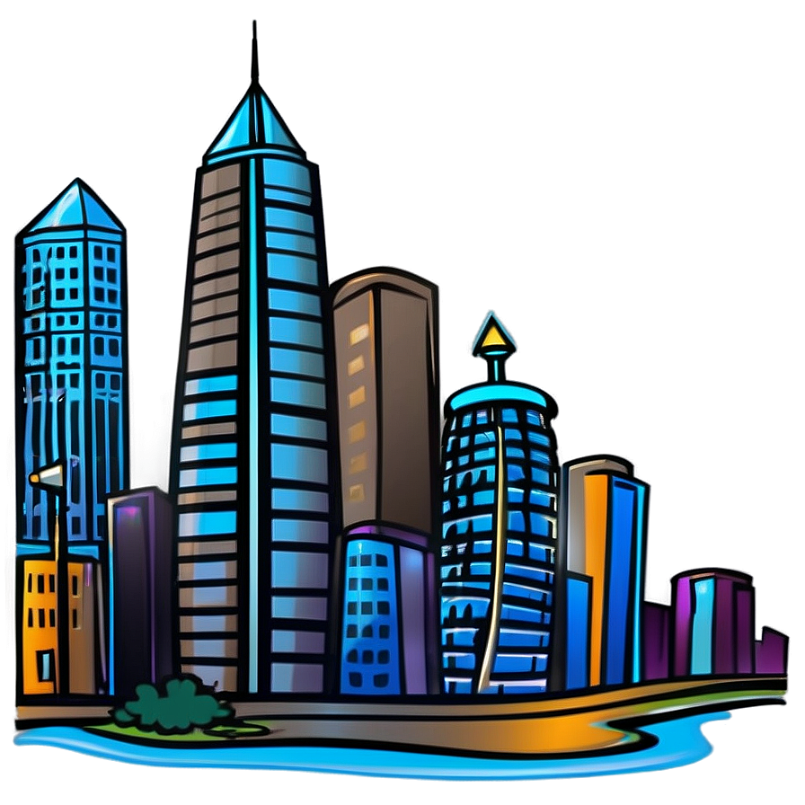 Cartoon City Skyline Png 06202024