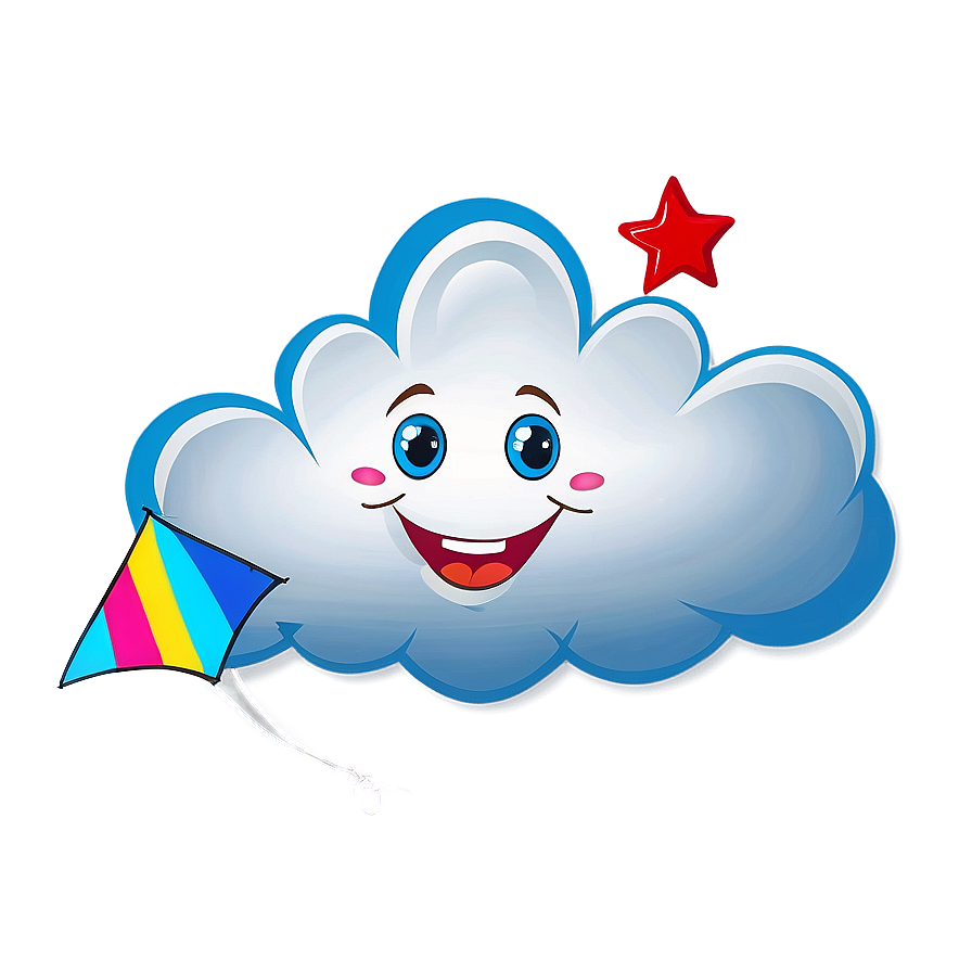 Cartoon Cloud With Kite Png 05252024