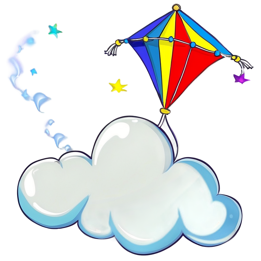 Cartoon Cloud With Kite Png 9