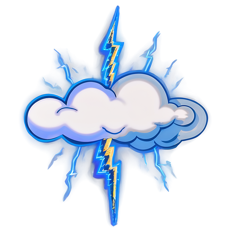 Cartoon Cloud With Lightning Bolt Png Ntk