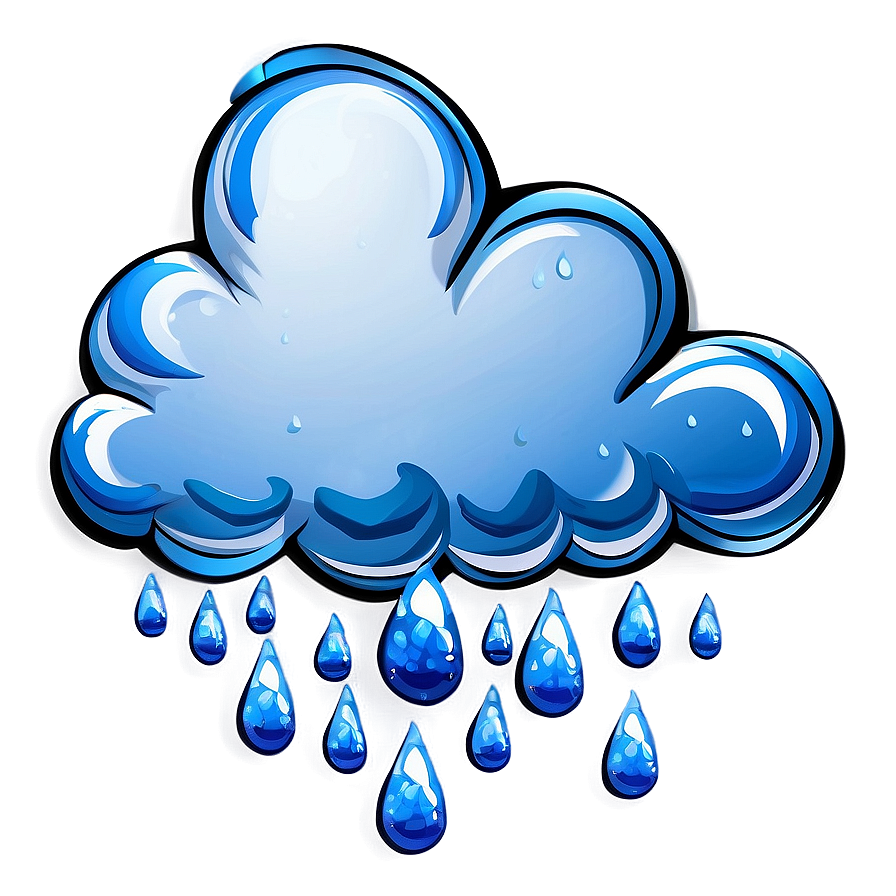 Cartoon Cloud with Raindrops PNG mny PNG image with a transparent background, free high-resolution download