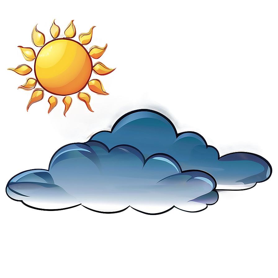 Cartoon Cloud with Sun PNG axm54 PNG image with a transparent background, free high-resolution download