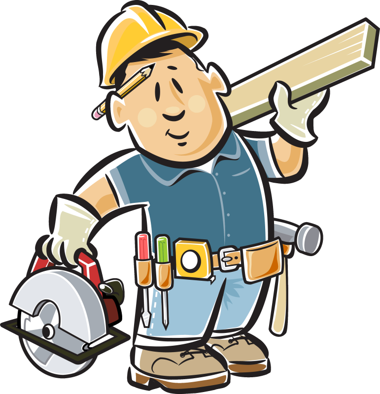 Cartoon Construction Worker Vector PNG with transparent background