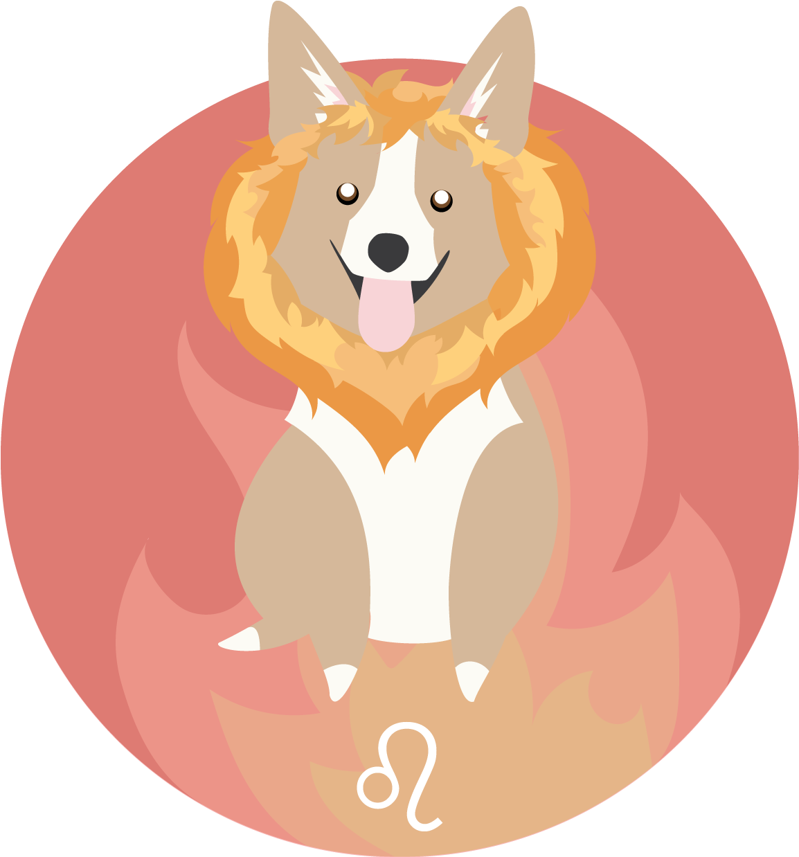 Cartoon Corgi Smiling Circle Background