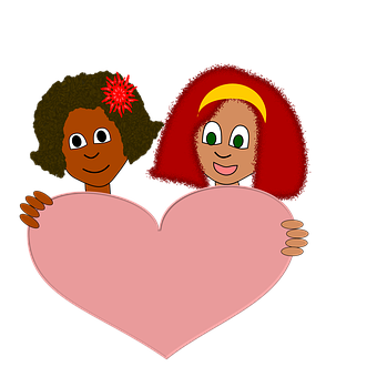 Cartoon Couple Holding Heart