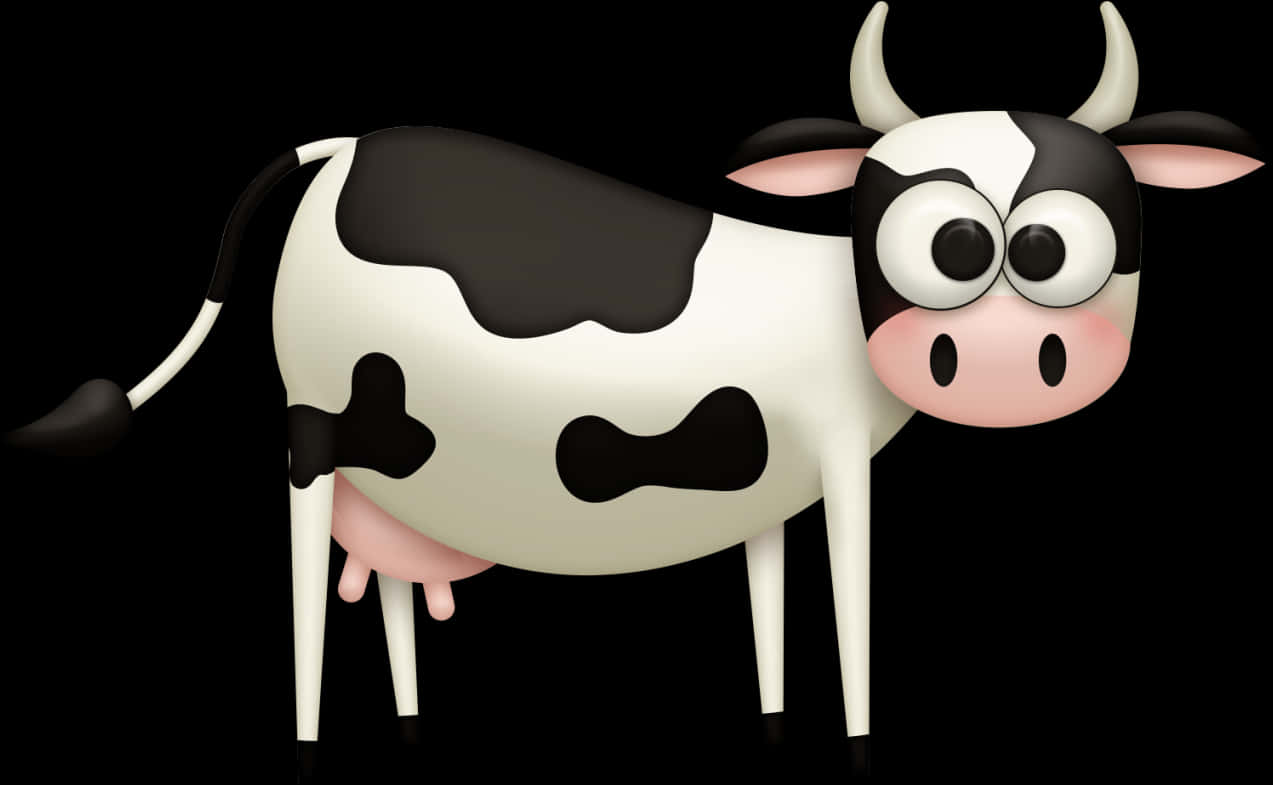 Cartoon Cow Black Background