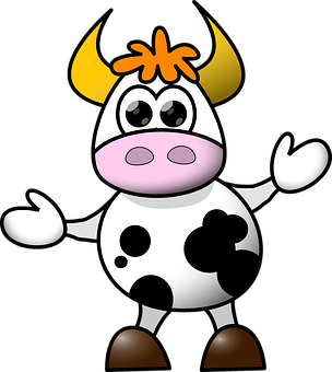 Cartoon Cow Character PNG with transparent background