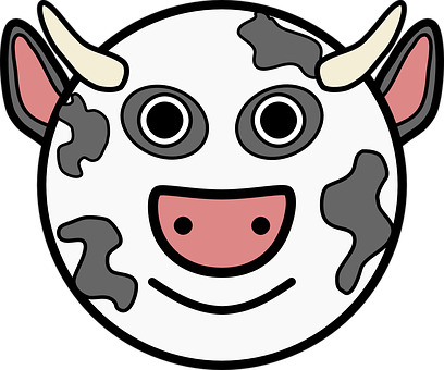 Cartoon Cow Face Graphic PNG with transparent background