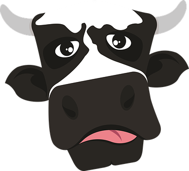 Cartoon Cow Head Graphic PNG with transparent background