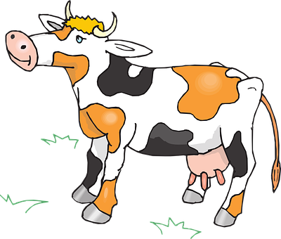 Cartoon Cow Standingin Field