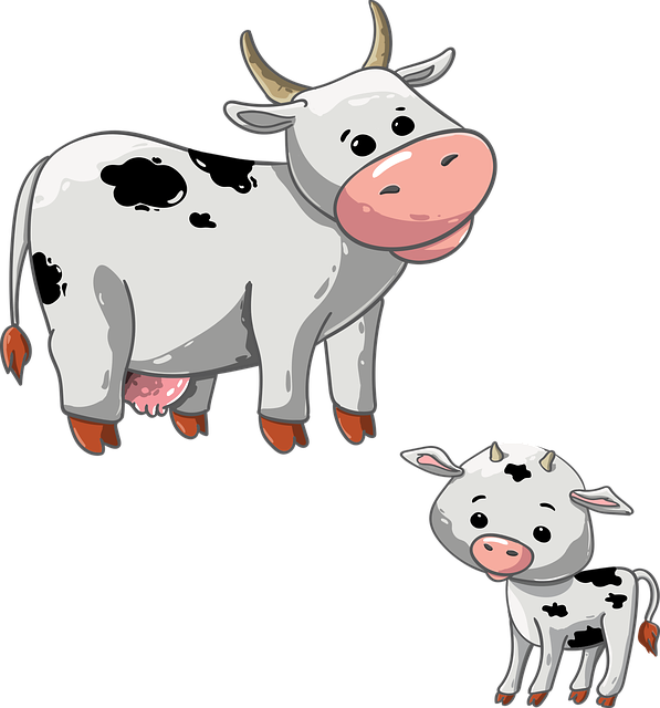 Cartoon Cowand Calf Illustration