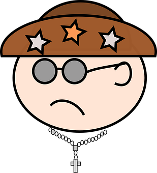 Cartoon Cowboy Hatand Monocle PNG with transparent background