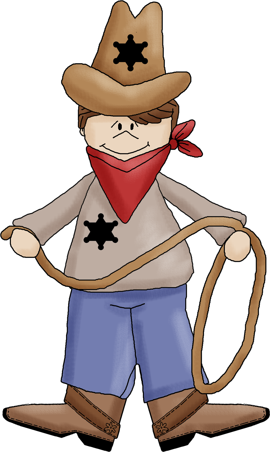 Cartoon Cowboywith Lasso PNG with transparent background