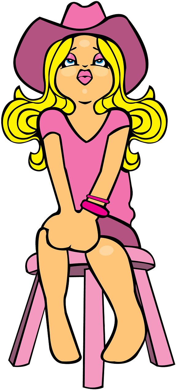 Cartoon Cowgirlin Pink Dressand Hat PNG with transparent background