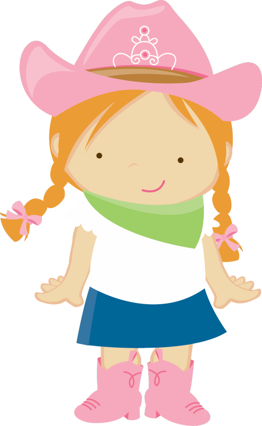 Cartoon Cowgirlin Pink Hat.png PNG with transparent background