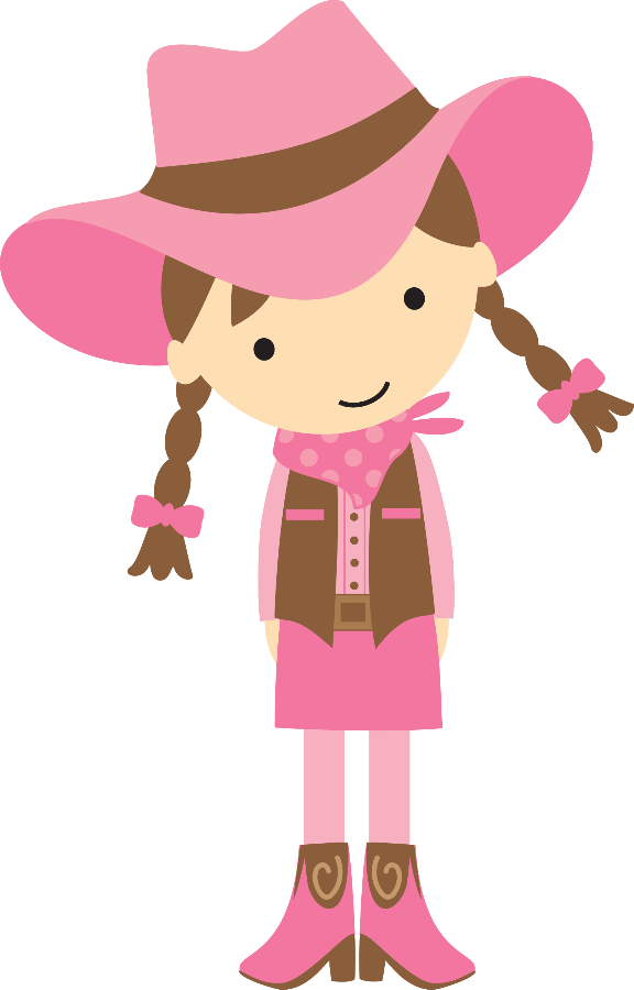 Cartoon Cowgirlin Pink Outfit.png PNG with transparent background