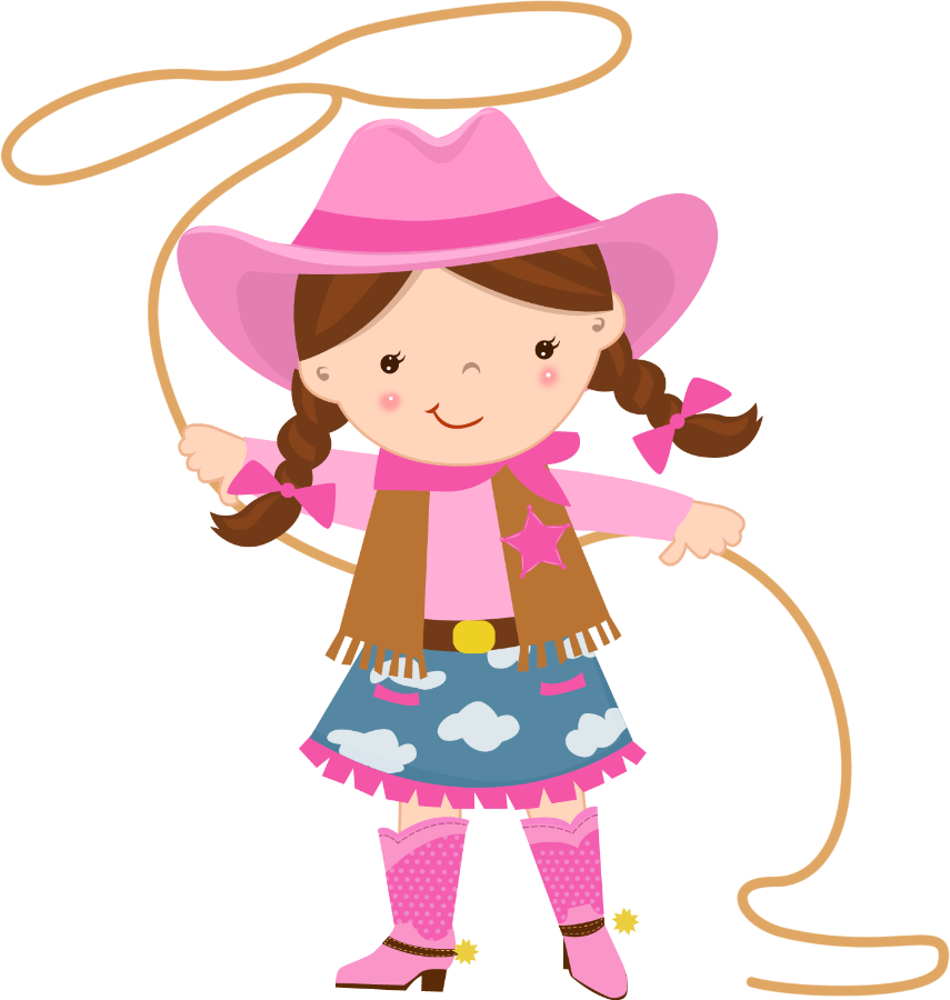 Cartoon Cowgirlwith Lasso PNG with transparent background