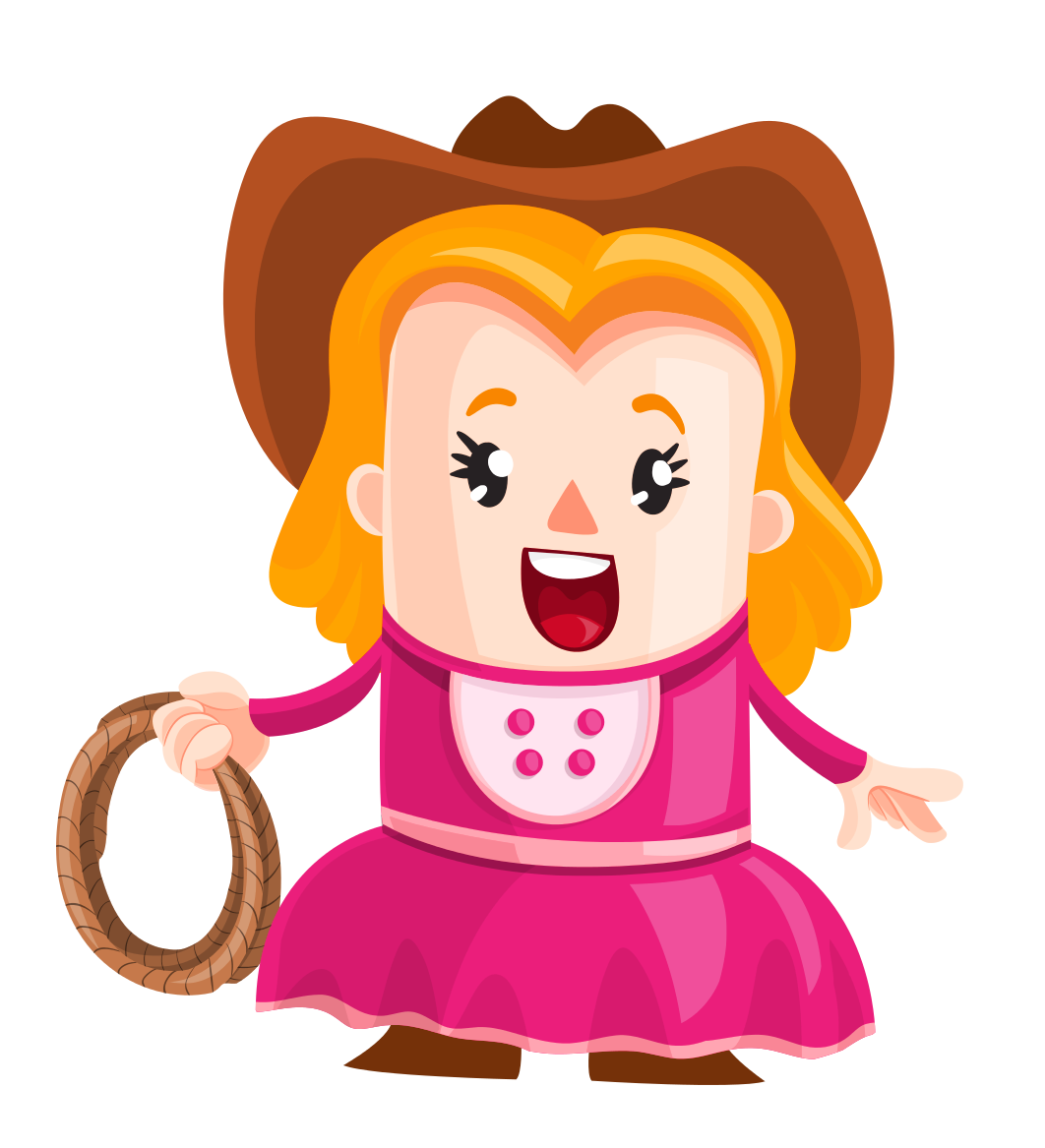 Cartoon Cowgirlwith Lasso PNG with transparent background