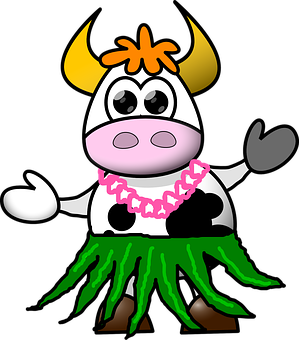 Cartoon Cowin Hula Costume PNG with transparent background