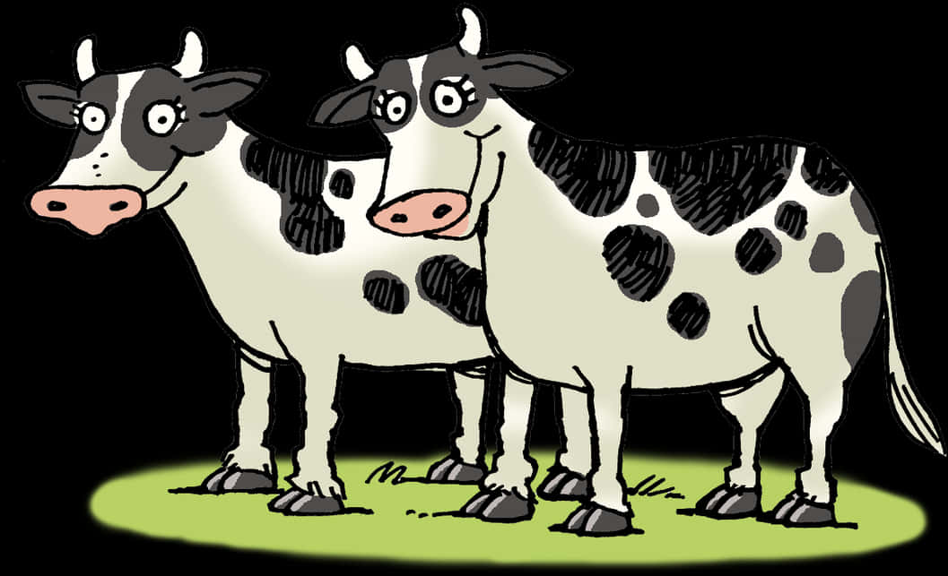 Cartoon Cows Standing Together