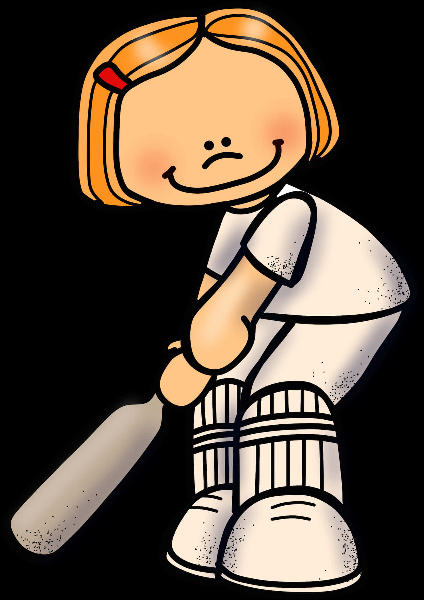 Cartoon Cricket Girl Batter