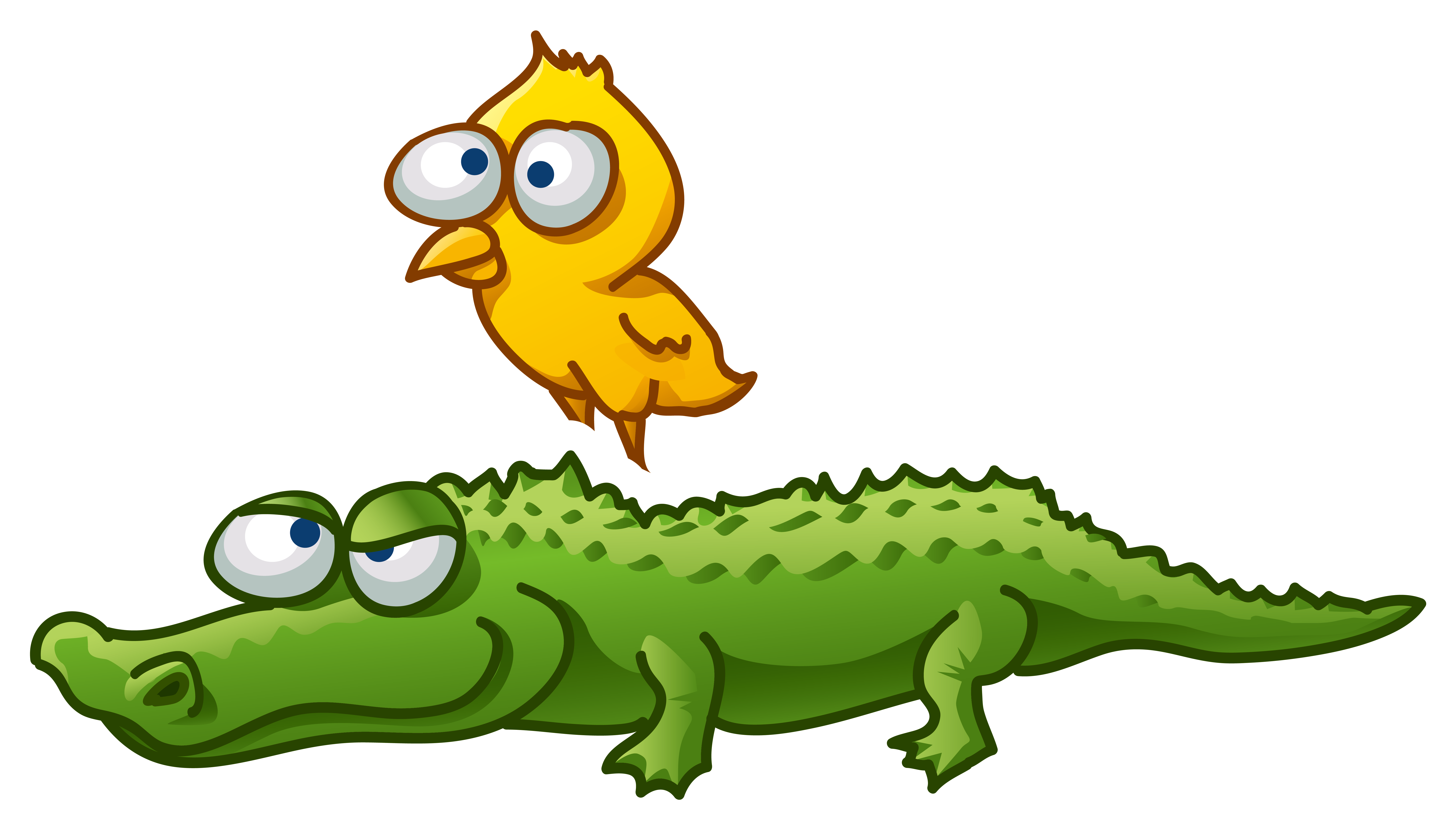 Cartoon Crocodileand Bird Friends