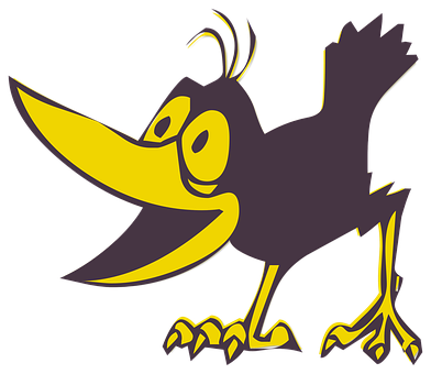 Cartoon Crow Silhouette PNG with transparent background