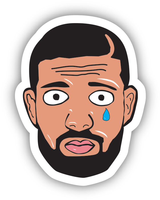Cartoon Crying Face Sticker PNG with transparent background