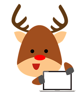 Cartoon Deer With Laptop