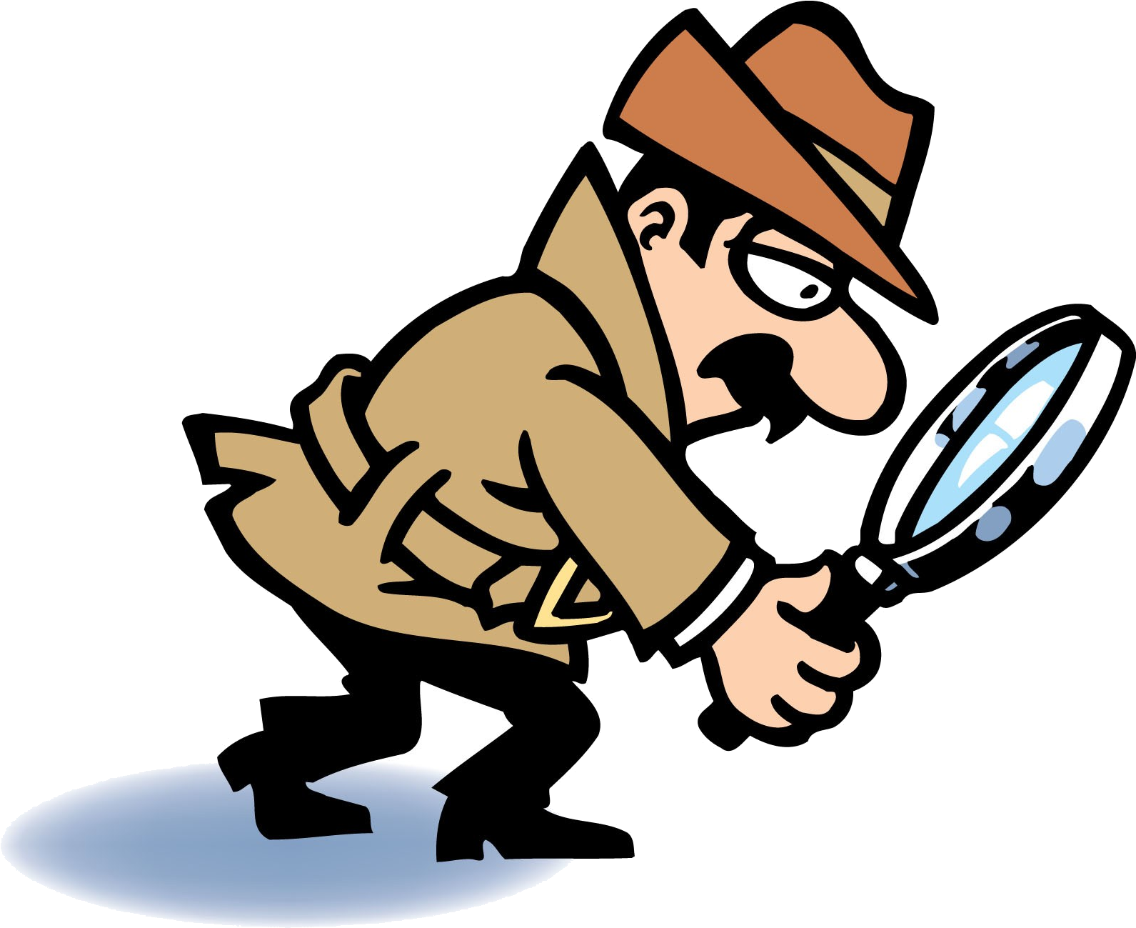 Cartoon Detective With Magnifying Glass