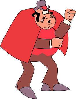 Cartoon Detectivein Red Cape PNG with transparent background