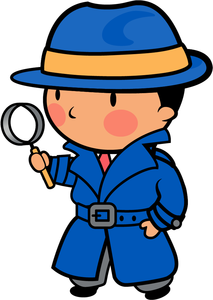 Cartoon Detectivewith Magnifying Glass