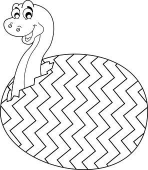 Cartoon Dinosaur Hatching From Egg PNG with transparent background