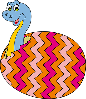 Cartoon Dinosaur Hatching From Egg PNG with transparent background
