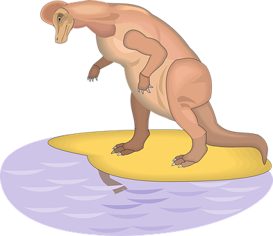 Cartoon Dinosaur Surfing PNG with transparent background