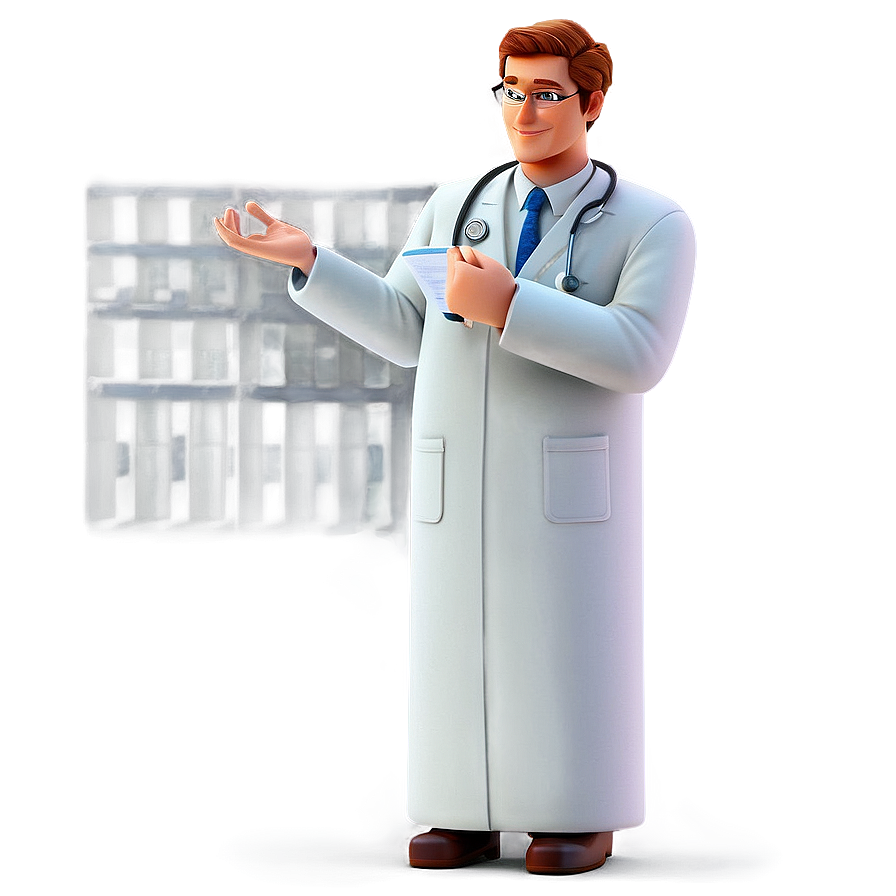 Cartoon Doctor In Lab Coat Png 06262024