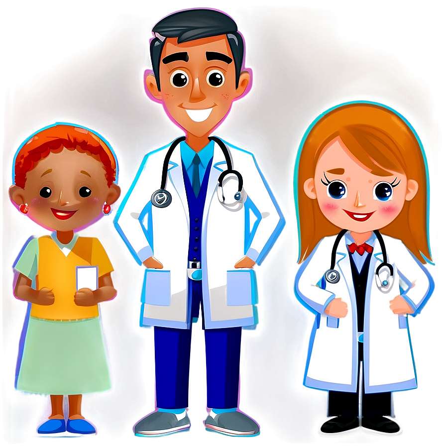 Cartoon Doctor With Patients Png 06262024