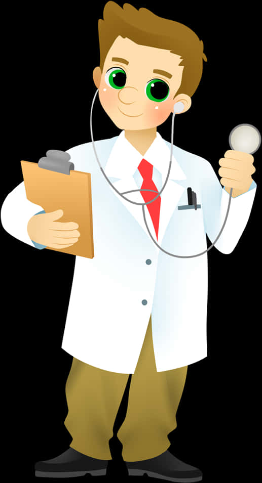 Cartoon Doctorwith Stethoscopeand Clipboard