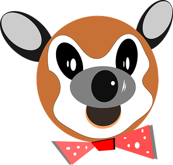 Cartoon Dog Facewith Bow Tie