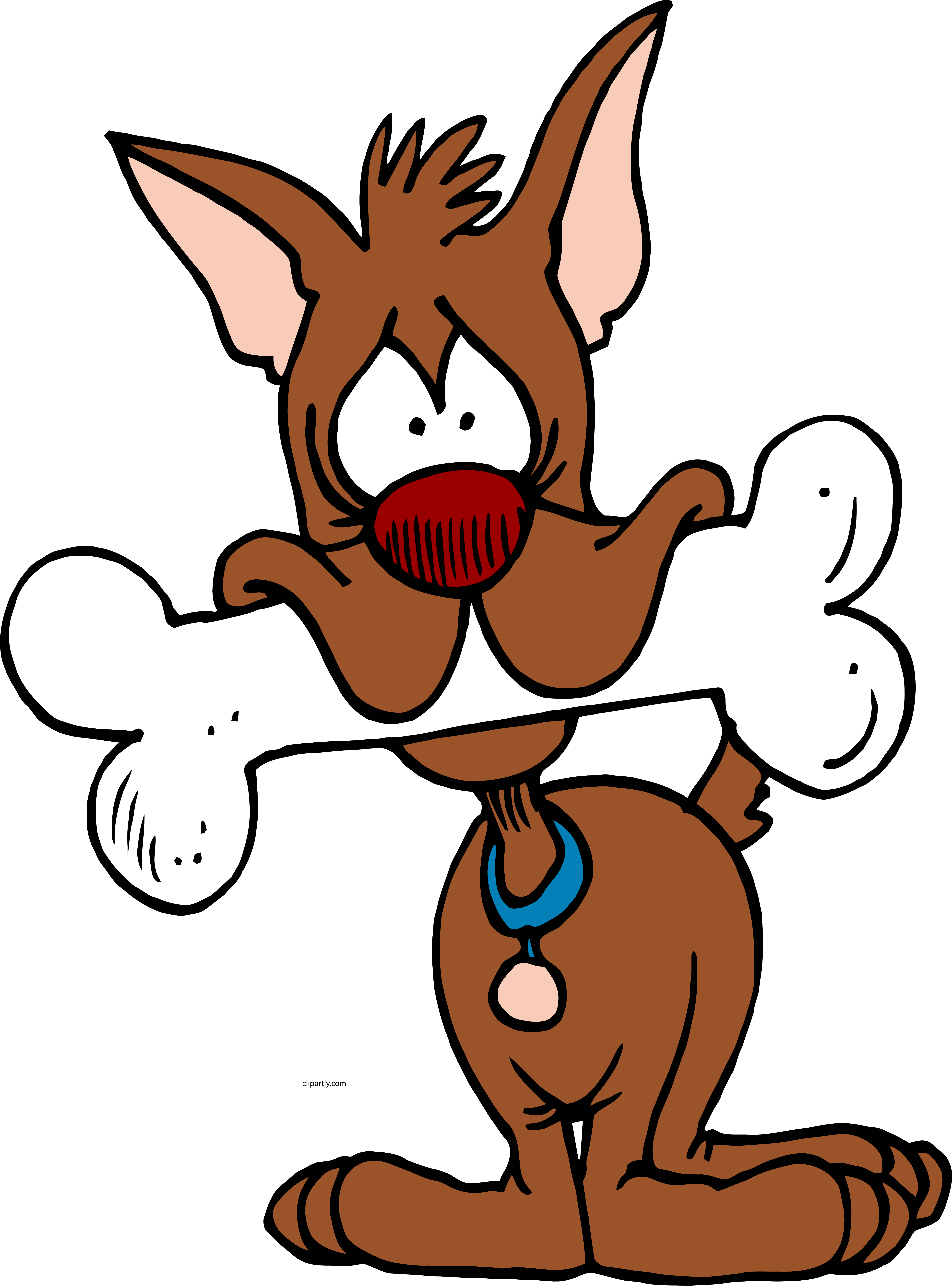 Cartoon Dog With Bone PNG with transparent background