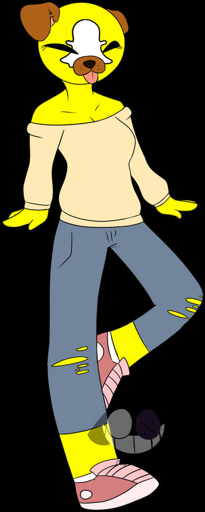Cartoon Dog With Snapchat Filter PNG with transparent background